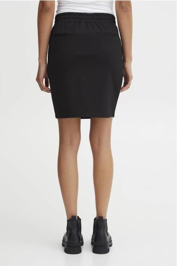 Ichi Rok met elastische tailleband knielengte Black Dames - Foto 4