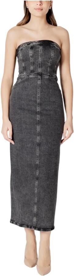 Ichi Katoenen Midi Jurk Collectie Gray Dames