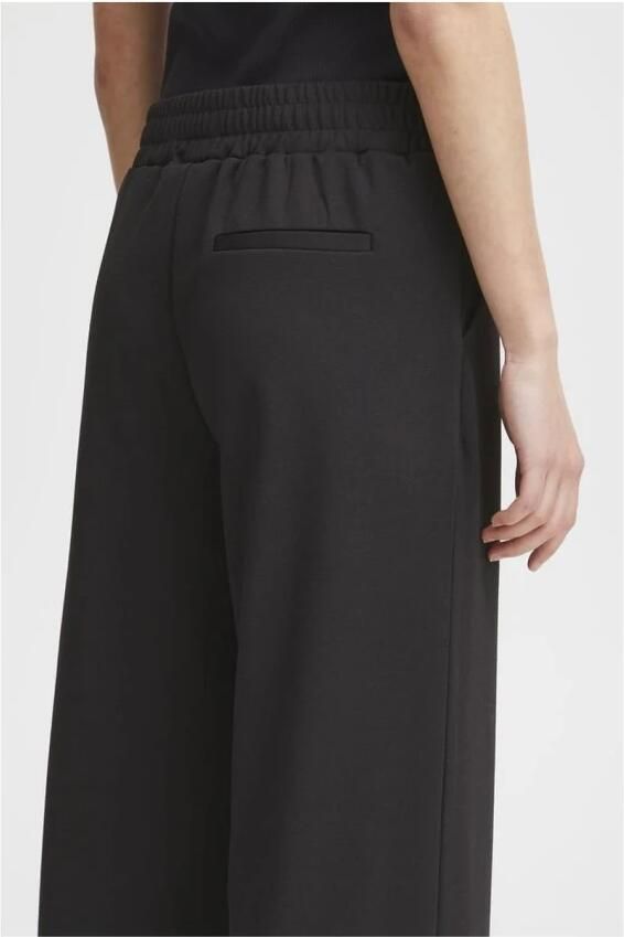 ICHI high waist wide leg pantalon IHKATE SUS LONG WIDE van polyester zwart - Foto 7