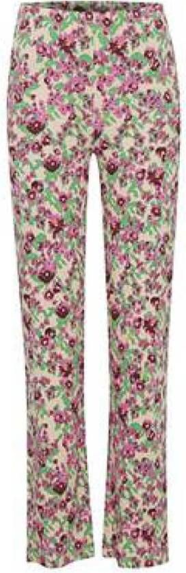 ICHI gebloemde high waist straight fit pantalon IHPORTIA multi roze groen