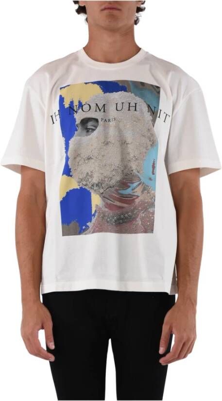 IH NOM UH NIT Archief T-shirt met voor- en achterprint Wit Heren