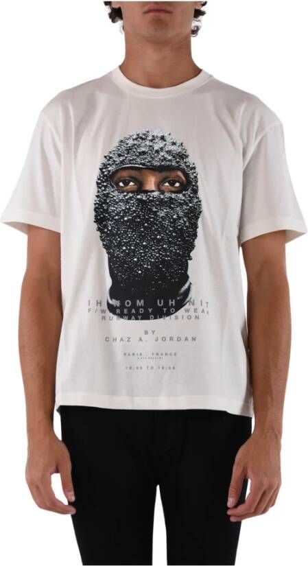 IH NOM UH NIT Zwarte Masker T-shirt met Voor- en Achterprint White Heren