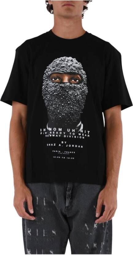 IH NOM UH NIT Zwarte Masker T-shirt met Voor- en Achterprint Zwart Heren