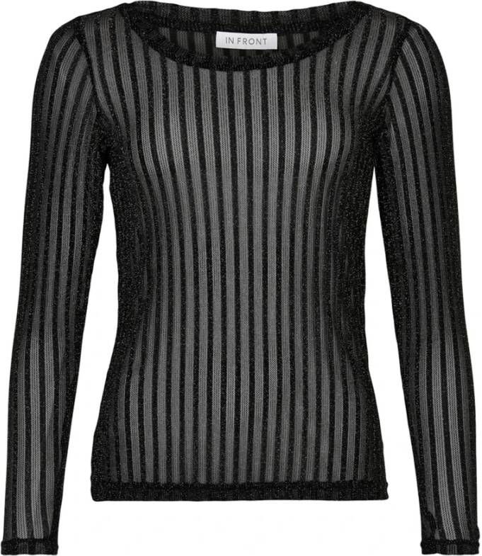 IN Front Giana Mesh Blouse met Gestreept Patroon en Fonkelende Details Multicolor Dames