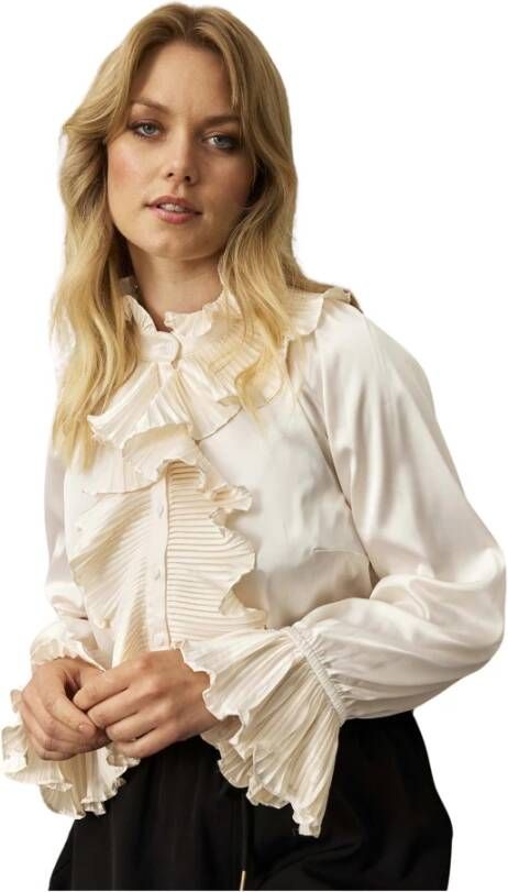 IN Front Champagne Geplooide Ruches Blouse Beige Dames
