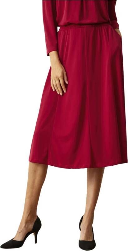 IN Front Eenvoudige Rode Rok met Elastische Tailleband Red Dames