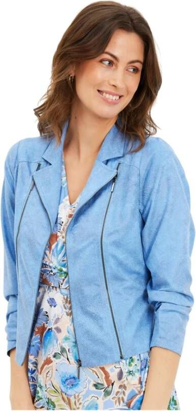 IN Front Stijlvolle Blauwe Jas met Ritsdetails Blue Dames