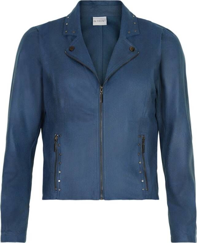 IN Front Elegante Blauwe Mapelina Jas Blue Dames
