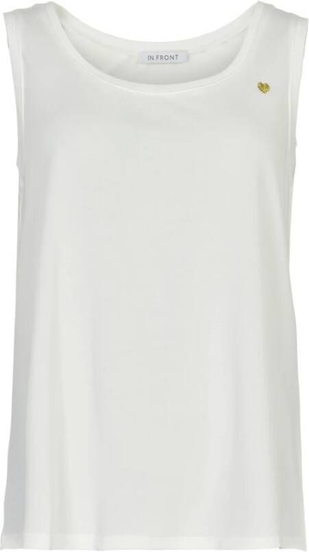IN Front Mouwloze witte top met gouden hart White Dames