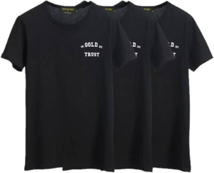 In Gold We Trust Basic T-Shirt 3-Pack Heren Zwart Black Heren