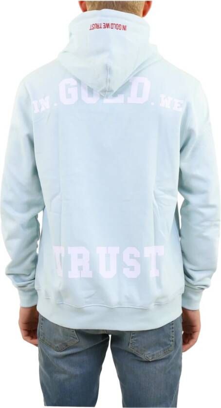 In Gold We Trust Logo-print hoodie Blauw Heren