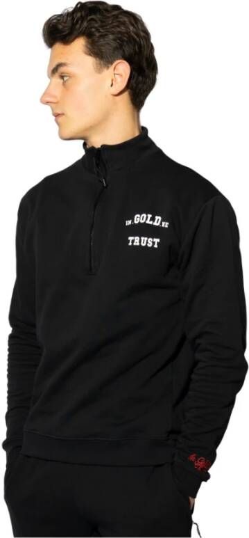 In Gold We Trust Slim Half Zip Sweater Black Heren