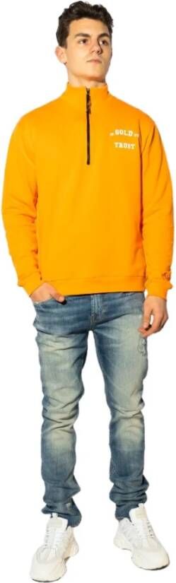 In Gold We Trust Slim Half Zip Sweater Orange Heren