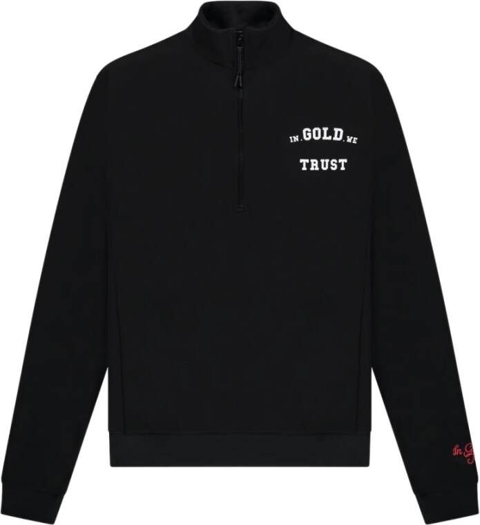 In Gold We Trust Slim Half Zip Sweater Black Heren