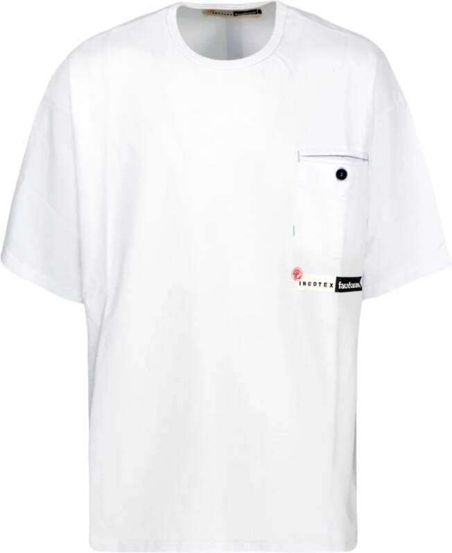 Incotex Heren Wit Bedrukt T-Shirt White Heren