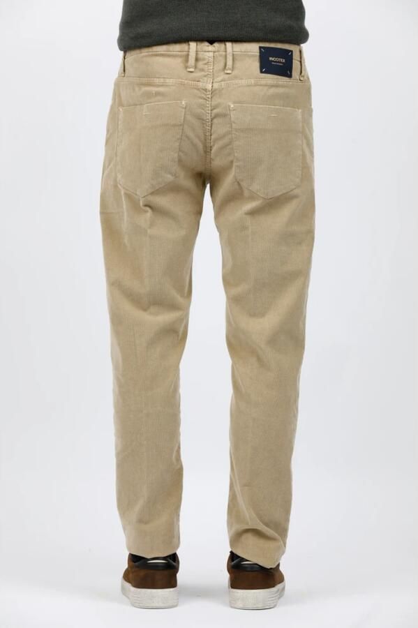 Incotex Fluwelen Maatwerk Broek Beige Heren - Foto 3