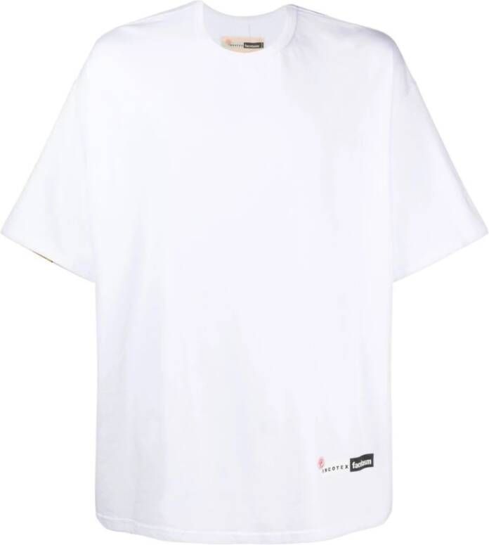 Incotex Witte T-Shirt met Giro Print White Heren