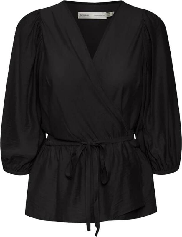 InWear Feminine Zwarte Top met Pofmouwen Black Dames