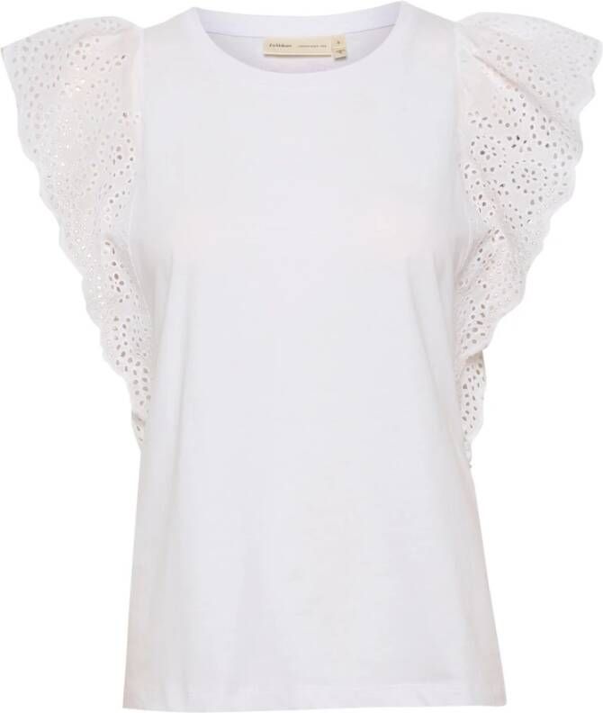 InWear Mooie mouwloze top met geborduurde kanten randen White Dames