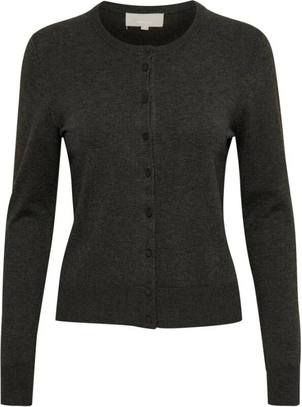 InWear Elegante Donkergrijze Melange Cardigan Grijs Dames