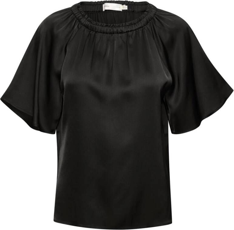 InWear Elegante Gedrapeerde Satijnen Top Zwart Dames