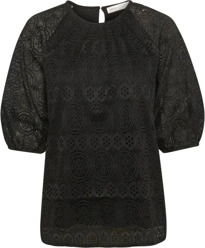 InWear Feminine Zwarte Kant Top met Pofmouwen Zwart Dames