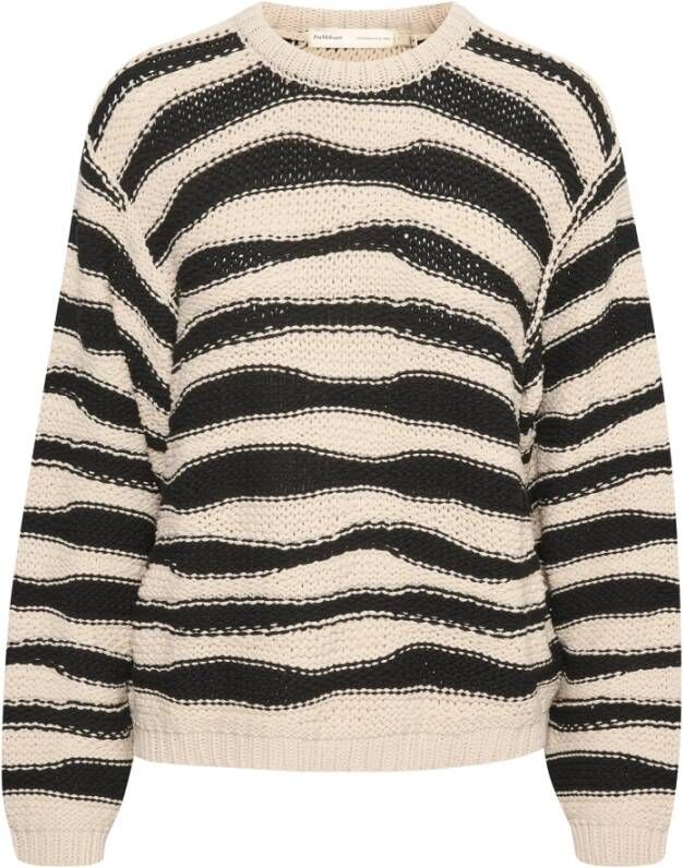 InWear Gestreepte Gebreide Trui 30108279 Zwart Wit Meerkleurig Dames