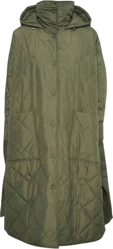 InWear Gewatteerde Cape Jas met Capuchon Green Dames