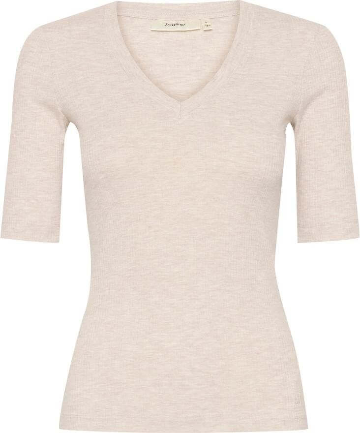 INWEAR Dames Tops & T-shirts Dagnaiw Melange V T-shirt Ecru - Foto 5