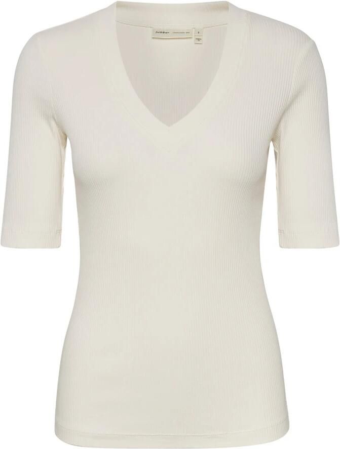 InWear Basis T-Shirt van Zacht Geribbeld Katoen Dames White Dames - Foto 5