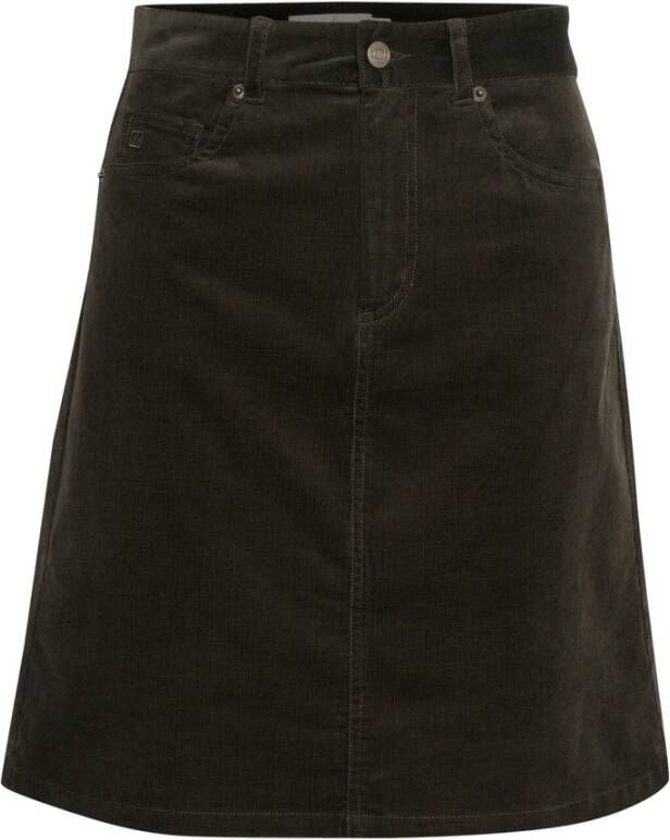 InWear Klassieke A-lijn Katoenen Rok Dark Beetle Bruin Dames