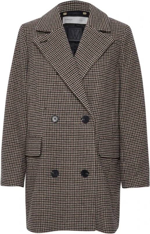 InWear Klassieke Jas Houndstooth Check Bruin Dames