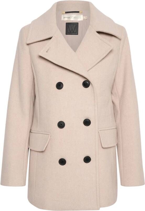 InWear Ecru Sailor Coat Stijlvolle Wollen Jas Beige Dames