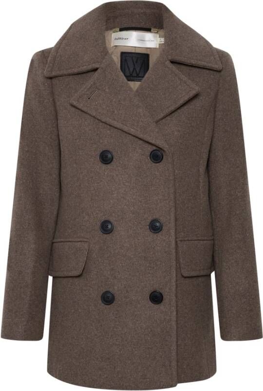 InWear Klassieke Sailor Coat Jas in Mocha Grey Melange Bruin Dames