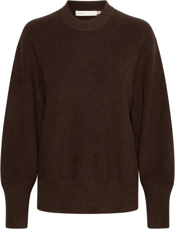 InWear Luxe Crew Neck Trui in Americano Melange Bruin Dames