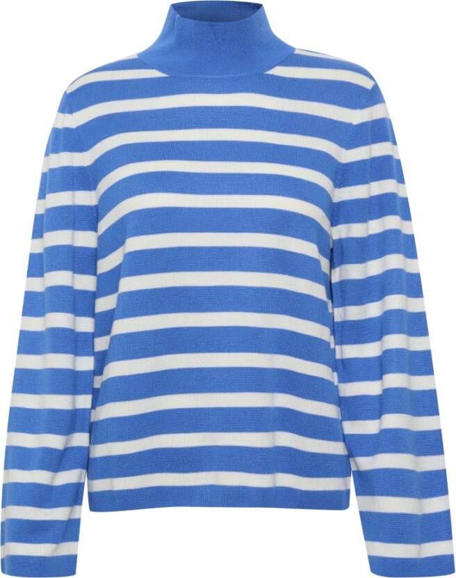 InWear Turtle Neck Trui met Strepen Blauw Dames