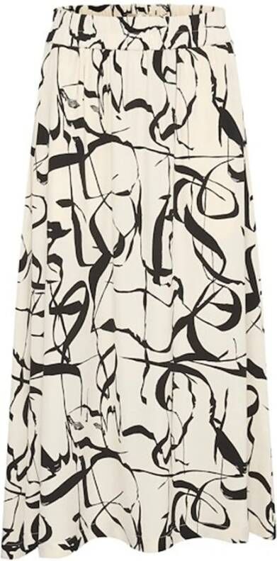 InWear Poetic Scrible A-Lijn Midi Rok Beige Dames