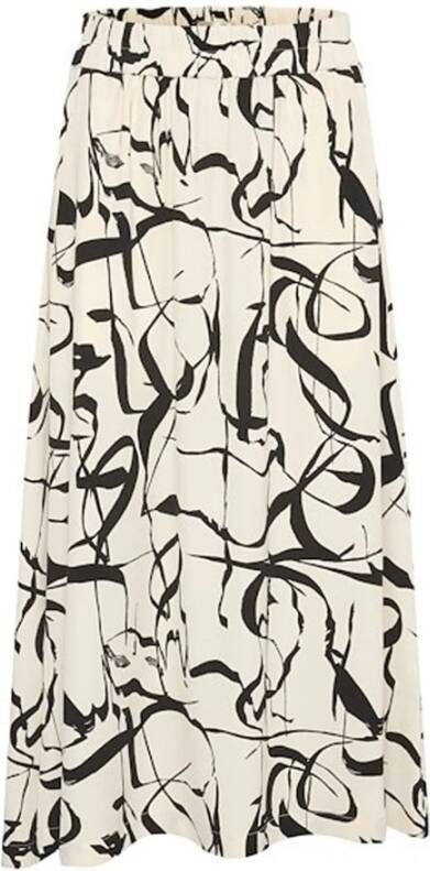 InWear Poetic Scrible A-Lijn Midi Rok Beige Dames