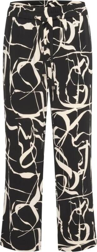 InWear Poetic Scrible Zwarte Rechte Broek Zwart Dames