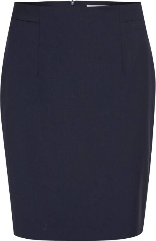 InWear Potloodrok Regelmatige pasvorm Knielengte Blauw Dames