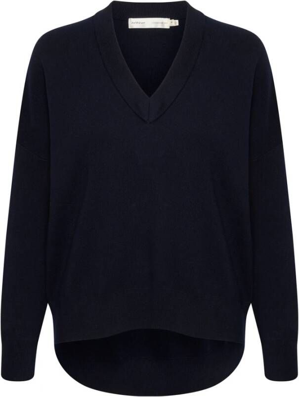 InWear Ruimvallende V-hals trui Blauw Dames