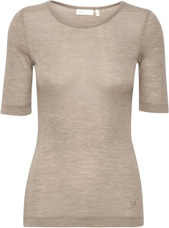 InWear Slim Fit Wol T-Shirt Beige Dames