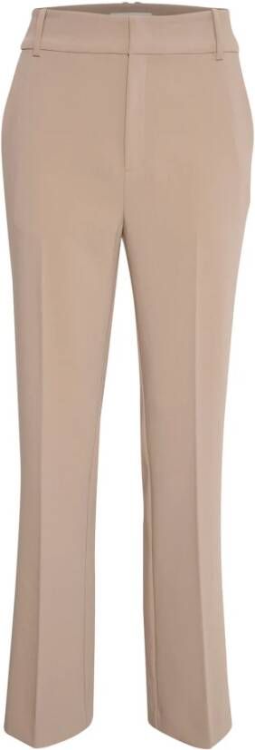 InWear Stijlvolle Broek met Brede Tailleband in Mocha Grey Beige Dames