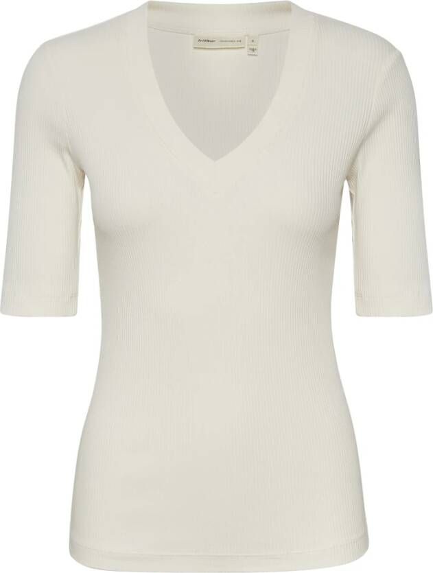 InWear Basis T-Shirt van Zacht Geribbeld Katoen Dames White Dames