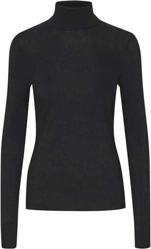 InWear Zwarte Rollneck LS Top voor Vrouwen Black Dames