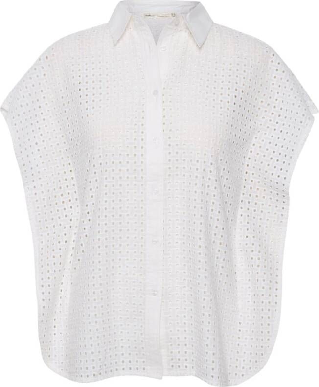 InWear Witte Overhemd met Losse Pasvorm en Gatpatroon White Dames