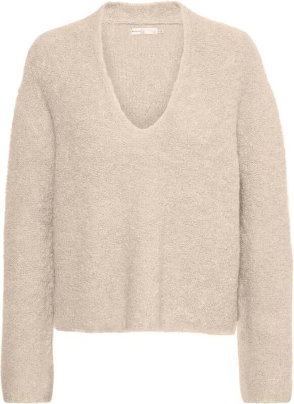 InWear Zachte en Luxe Gebreide Trui met V-Hals Roccoiw Pullover Strik 30108603 Beige Dames