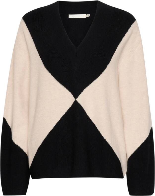 InWear Zachte Gebreide Trui met V-Hals Zwart Dames