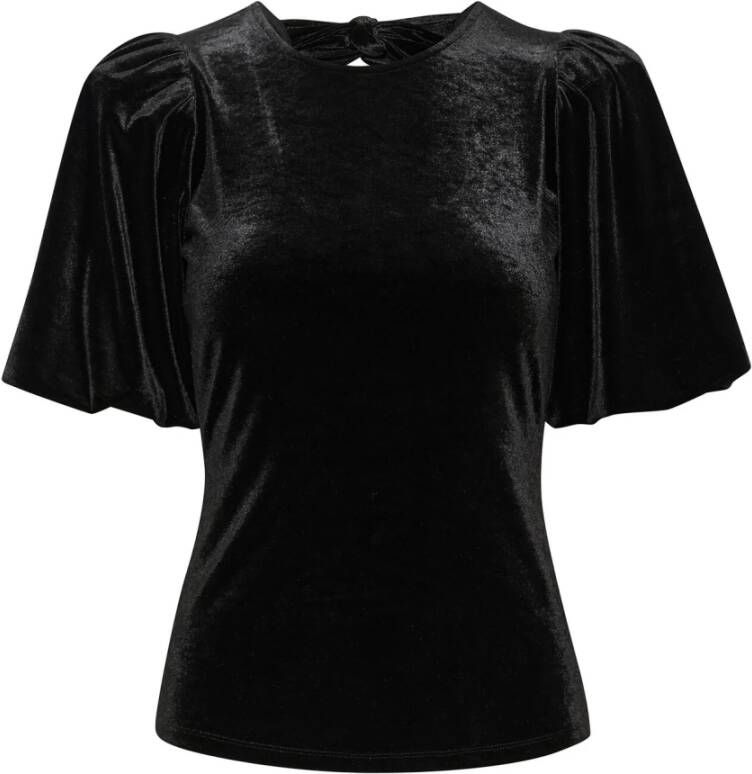 InWear Zwarte Blouse met Pofmouwen en Achteruitsnijding Black Dames
