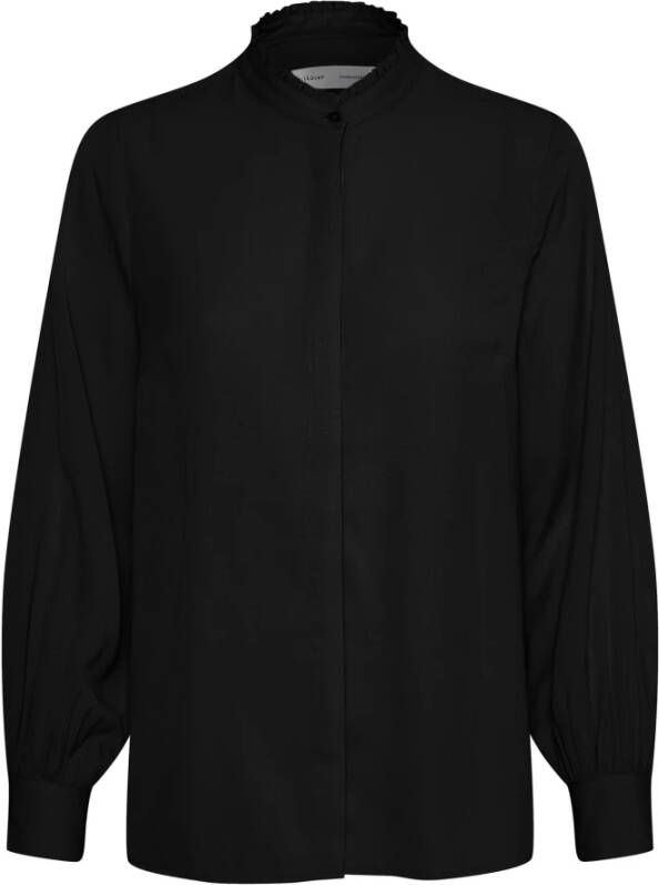 InWear Zwarte Blouse met Ruches Zwart Dames